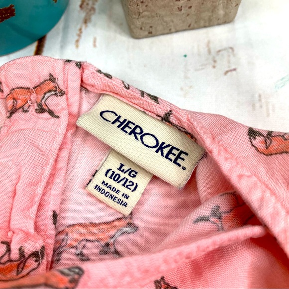 Cherokee Peplum Shirt Long Sleeve Baby Pink Fox Pattern Flowy Sz Large(10-12) - Picture 3 of 7